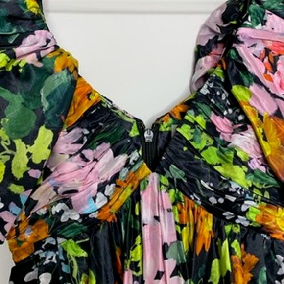 Aje Gabrielle Plunge Mini Dress Floral Womens New Size 4 - Picture 8 of 16